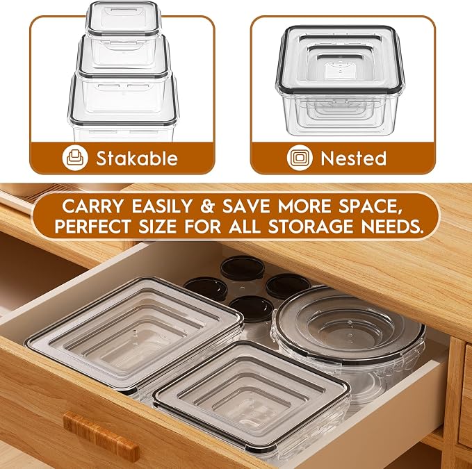 40 PCS Food Storage Containers with Lids Airtight (20 Containers & 20 Lids), Leak proof Meal Prep Container Set for Kitchen Storage, BPA-free, PVC-free Plastic, Microwave/Dishwasher Safe, Labels & Pen - Image 7