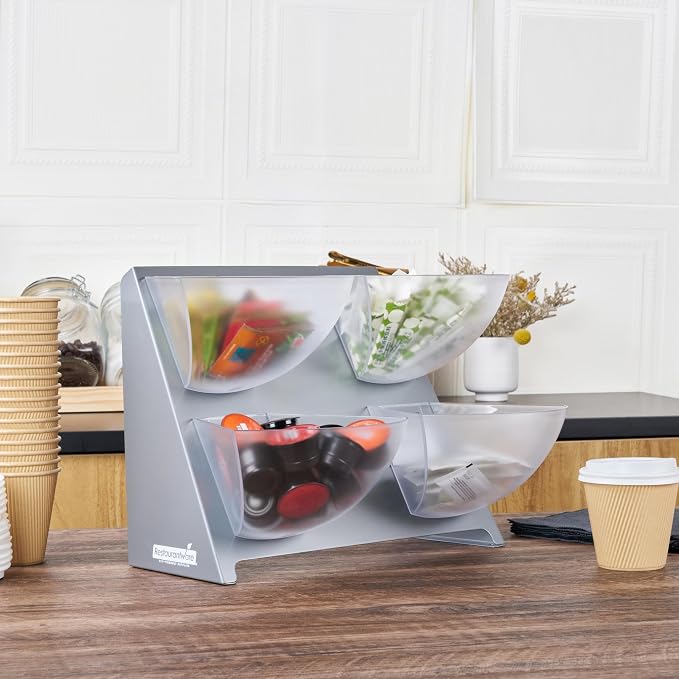 Restaurantware Condiment Organizer 1 Case 15.5 x 10 x 10.5 Inches Countertop Bin Holder Stainless Steel Removable Compartment Caddy Silver Tray for Coffee Station or Buffet Display - Image 7