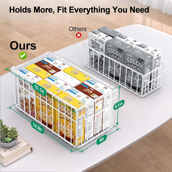 Freezer Organizer Bins, 4 Pack Big Baskets for 5/ 7 Cu.FT Deep Freezer | Stackable Chest Freezer Organizer Bins, Foldable Baskets with Handles, White Storage Container Baskets for Sort Frozen Meats - Image 2