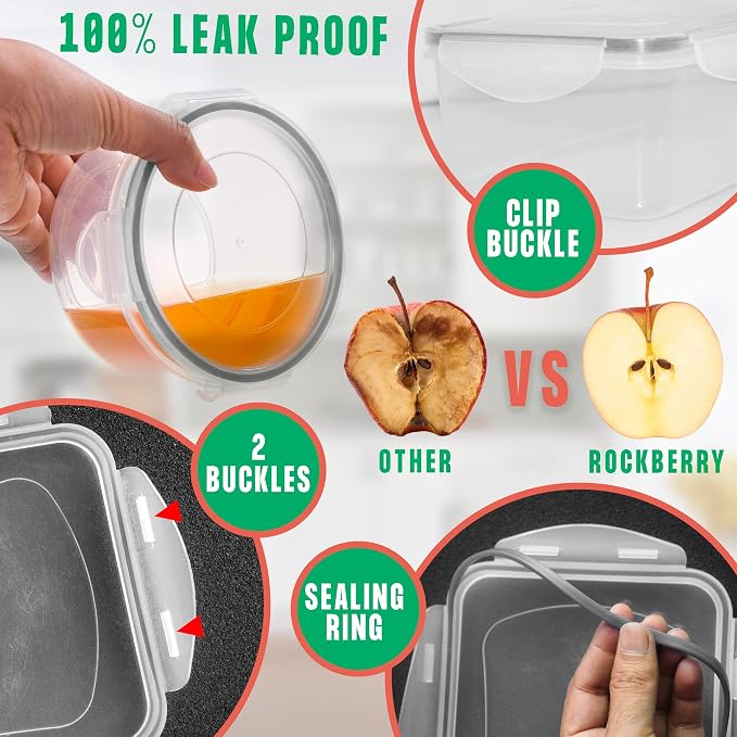 RockBerry 50 Pcs Large Food Storage Containers with Lids Airtight-85 OZ to small Containers-Total 526OZ Stackable Kitchen Set -BPA Free Leak proof containers- Freezer Microwave safe | Total 526 Oz BPA Free Plastic Stackable Containers For kitchen Pantr... - Image 6