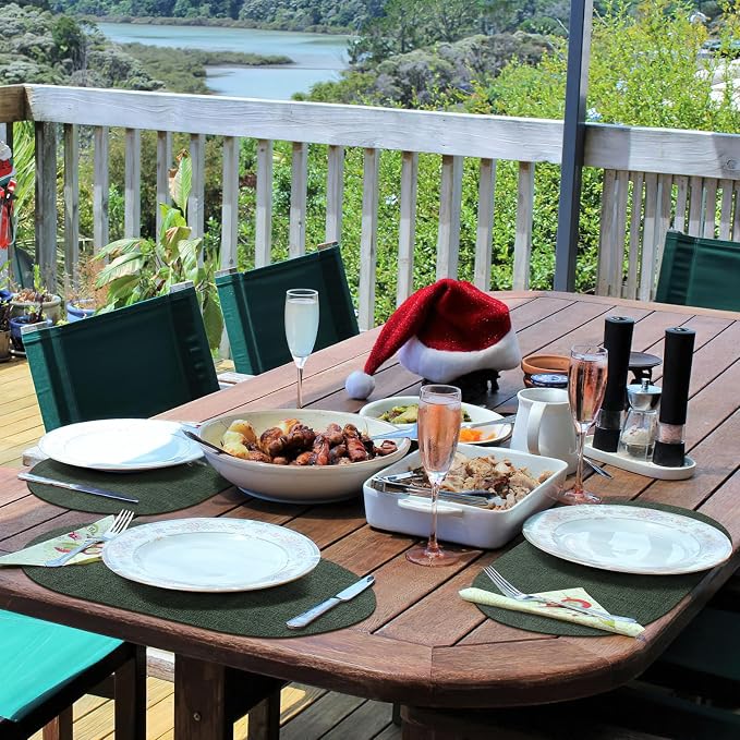 Placemats Set of 8 - Washable Heat Resistant Table Placemats - Wipeable Faux Leather Oval Place Mats, Waterproof Table Mats for Dining Table, Green - Image 7
