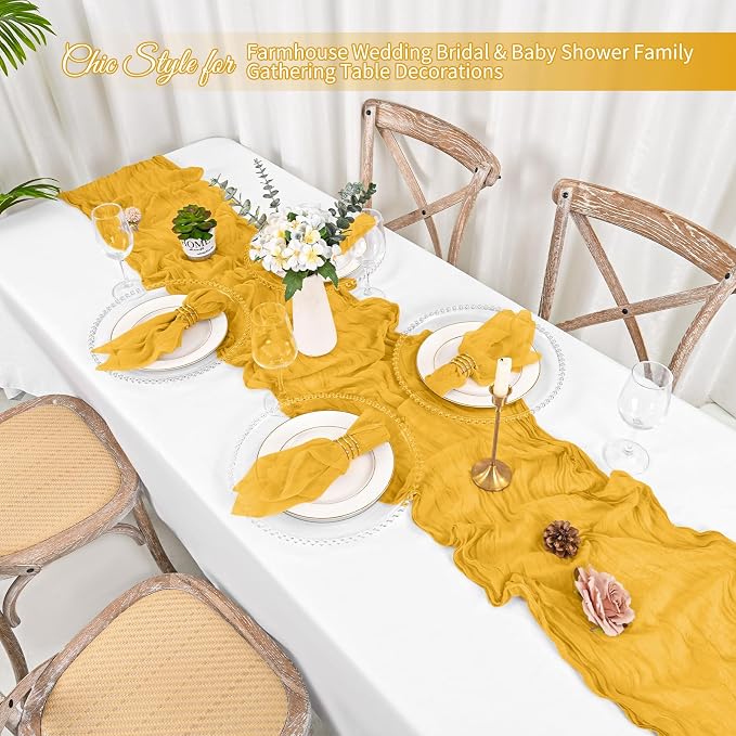 50 Pack Gold Cloth Napkins 20x20Inch Cheesecloth Napkins | Elegant Cloth Napkins for Table, Washable Rustic Boho Gauze Napkins, for Wedding Party Bridal Baby Shower Dinner Decor - Image 5