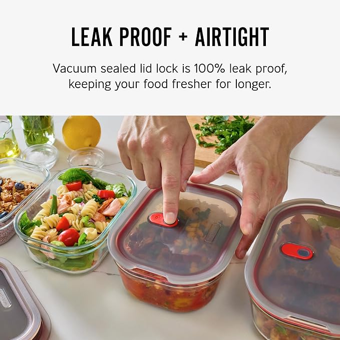BLACK + BLUM Stack + Nest Glass Food Storage Container Set | Mix Set 4 Pack | Meal Prep Boxes with Airtight & Leak-Proof Lids. Borosilicate Glass, Oven, Air-Fryer, Microwave, Freezer & Dishwasher Safe - Image 4