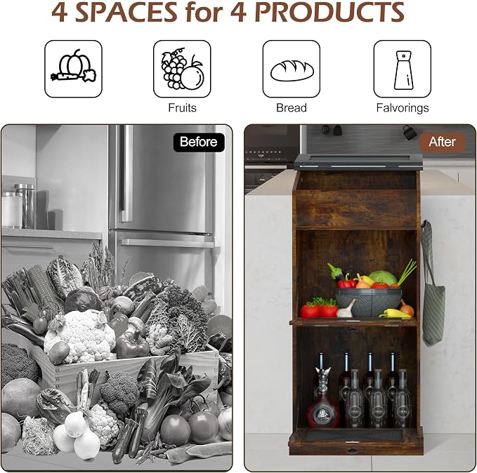 Wooden Potato and Onion Storage Bin w/Lid, Large Capacity and Ventilated Design, Ideal for Pantry, Kitchen Brown - Image 3