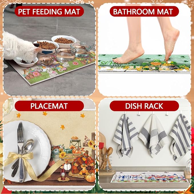 12 Pcs Seasonal Dish Drying Mats for Kitchen 24"x 16" Holiday Microfiber Absorbent Washable Drainer Mat Bulk for Counter Gift Patriotic Summer Home Accessories Decoration(Classic) - Image 5