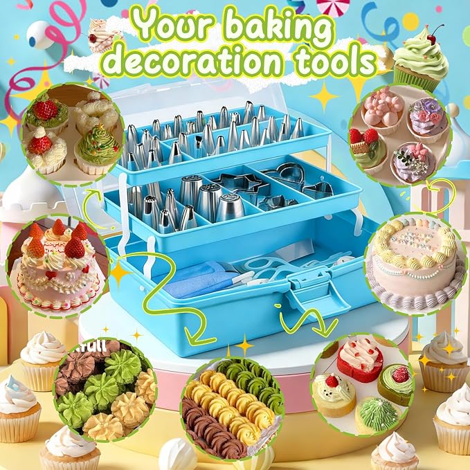 Suuker Cake Decorating Tools Supplies Kit, 236 Pieces | Baking Accessories with Storage Case, Frosting Piping Kit, 36 Numbered Piping Tips, Piping Bags and Tips Set - Image 6