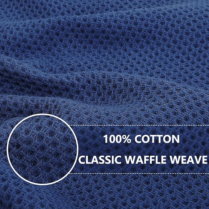 Homaxy 100% Cotton Waffle Weave Kitchen Towels, 10-Pack, Navy Blue | Ultra Soft Absorbent Dish Towels, Quick Drying Cleaning Towels, 13 x 28 Inches - Image 2