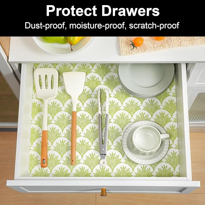 Cooyes Shelf Liners for Kitchen Cabinets, Refrigerator Liners Waterproof & Oil-Proof Kitchen Cupboard Liner Drawer Mats EVA Material Non Adhesive Fridge Liner for Shelves（11.8" W x 236" L） - Image 3