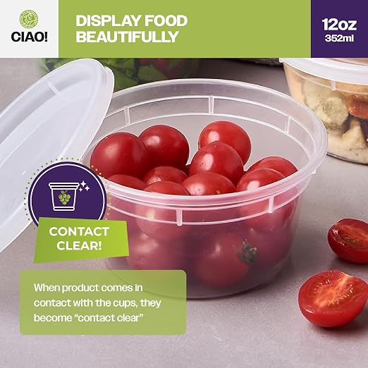 CIAO! 12OZ PP Injection Molded Soup-Deli Container with LLDPE Lid, Microwavable and BPA Free (240/240 combo pack) - Image 6