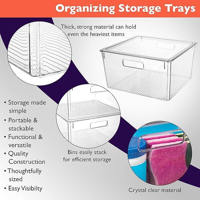 CLEARSPACE Plastic Storage Bins with Lids XL – Perfect Kitchen Organization or Pantry Storage – Fridge Organizer, Pantry Organization and Storage Bins, Cabinet Organizers - Image 4