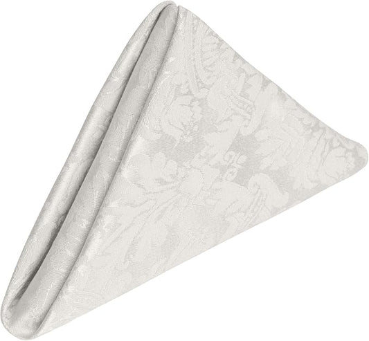 20 x 20-Inch Square Damask Cloth Napkins, White, Set of 12 | Bulk Case of 1 Dozen, Saxony, Dinner Napkins, 50% Cotton / 50% Polyester Fabric, Woven Damask Pattern, Soft Hand by UltimateTextile