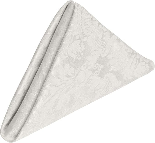 17x17-Inch Square Damask Cloth Napkins, White, Set of 36 | Bulk Case of 3 Dozen, Saxony, 50% Cotton / 50% Polyester Fabric, Woven Damask Pattern, Soft Hand, Machine Washable by UltimateTextile
