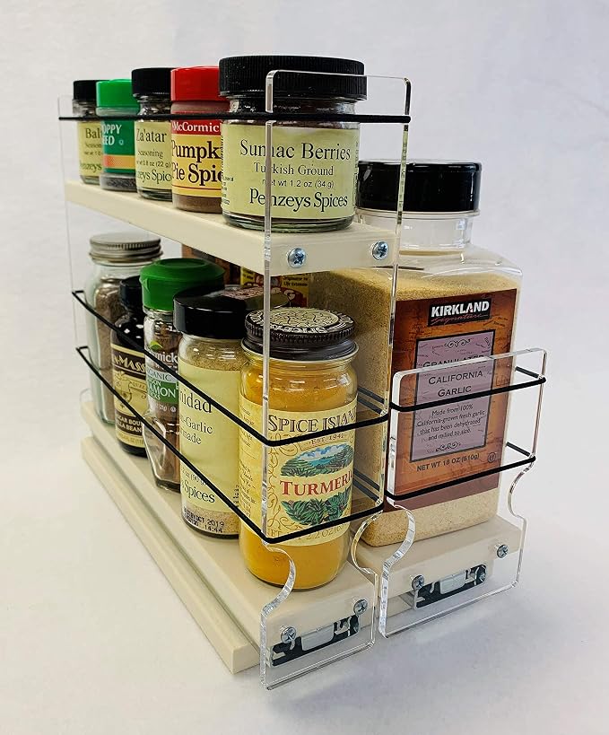 Combo Spice Rack Drawer - Pull Out Pantry Organizers and Storage - Kitchen Cabinet Organizer - Seasoning Sliding Caddy - Made in USA (5.75" W x 9.25" H x 10.60" D, Assembled) - Image 9