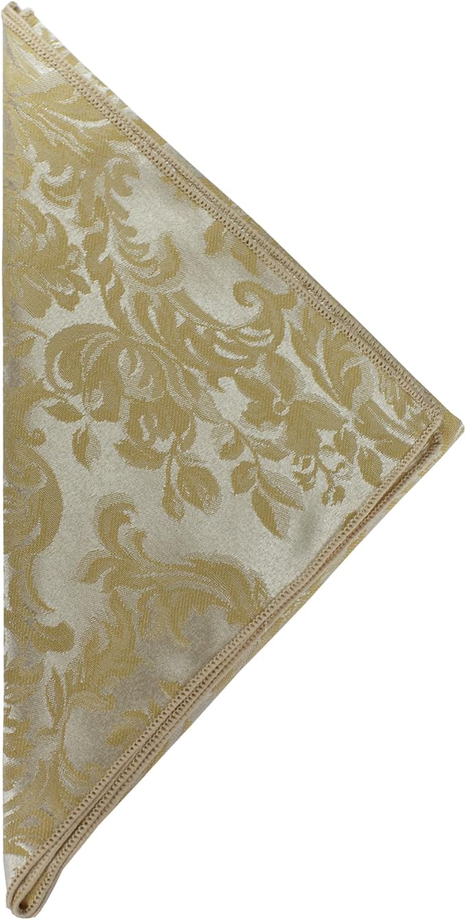 17x17-Inch Damask Cloth Napkins, Champagne, Set of 36 | Bulk Case of 3 Dozen, Miranda Jacquard, Square, 50% Cotton / 50% Polyester Fabric, Woven Damask Pattern, Soft Hand, Gold by UltimateTextile