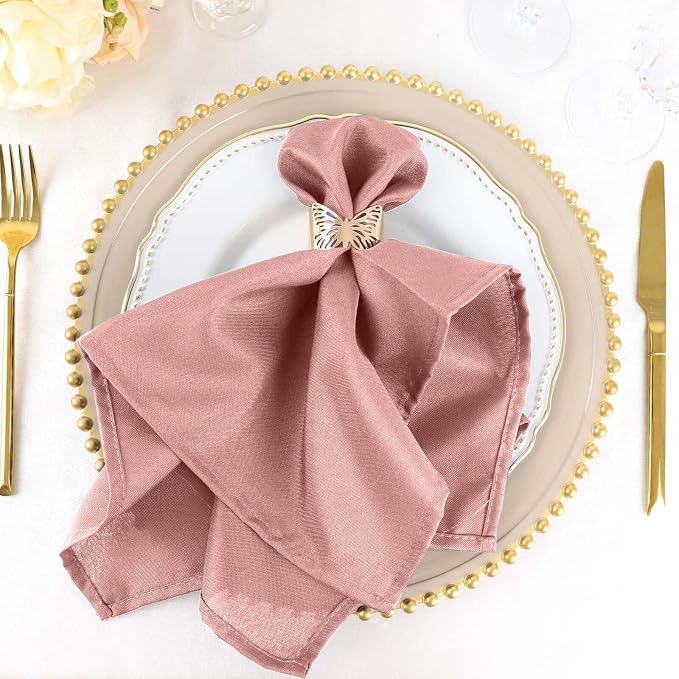 Efavormart Premium Cloth Napkins Set of 5, 20x20 Inch Dusty Rose Seamless Dinner Napkins, Washable Linen Table Napkin Cloth with Hemmed Edges for Weddings, Party and Banquet - Image 2