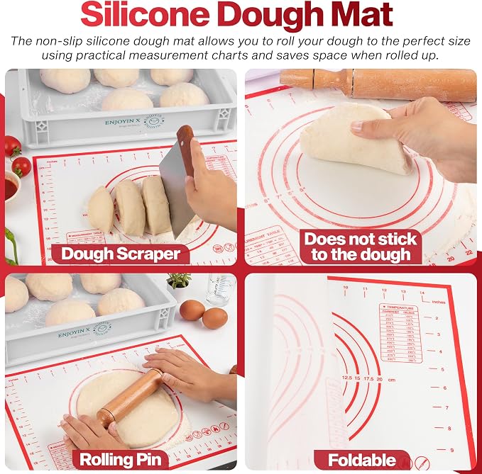Pizza Dough Proofing Box with Lid - Includes Dough Whisk, Scraper & Mat - Perfect for Bread, Sourdough & Pizza Dough Proofing – Reusable, Stackable, Dough Tray Container - Image 3
