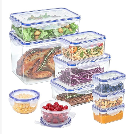 KIGI Food Storage Containers Set, Set of 10 (0.7-17.7 Cup) | Airtight Lids, Stackable, BPA-Free Plastic, Multi-Use for Meal Prep, Leftovers, Kitchen & Fridge Freezer Organization by KIGI