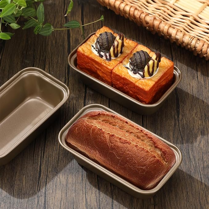 Uiifan 24 Pack Mini Loaf Pans, 6.1 x 3.3 x 2.1 in, Gold | Non Stick Small Bread Pans, Rectangle Banana Bread Tins, Tiny Carbon Steel Baking Pan, for Halloween Baking, Picnics, Party - Image 2