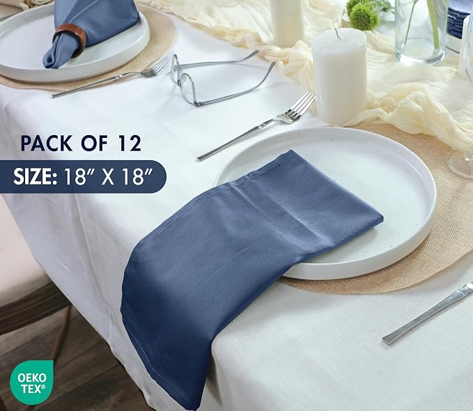 Ruvanti Cloth Napkins Set of 12, 18x18 Inches Napkins Cloth Washable, Soft, Durable, Absorbent, Cotton Blend. Table Dinner Napkins Cloth for Hotel, Lunch, Restaurant, Weddings, Parties -Ocean Blue - Image 4