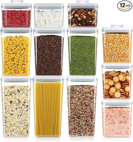 Melovom 12 Pcs Pop Food Storage Containers Airtight Food Storage Containers Set with Lids Kitchen Pantry Organization and Storage, 3.4Qt, 2.8Qt, 2.1Qt, 1.2Qt by Melovom