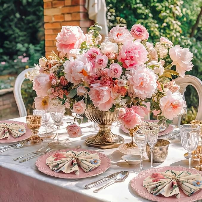 Funnymoom 24 Pcs Butterfly and Wildflowers Floral Napkins Cloth Spring Cloth Napkins Reusable Plants French Retro Toile Dinner Soft Absorbent for Summer Holiday Party - Image 4
