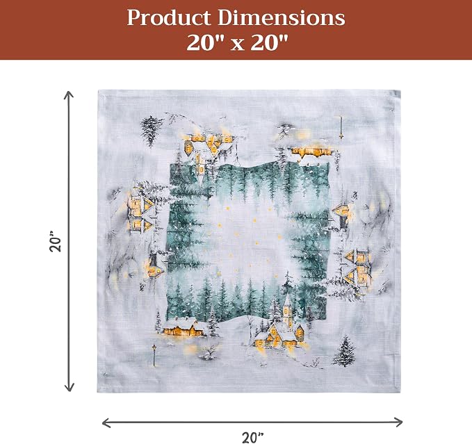 Maison d' Hermine Cloth Napkins Set of 4 Reusable 100% Cotton (20" x 20") | Everyday Square Napkins Cloth Washable Dinner Wedding Restaurant Hotel Kitchen Thanksgiving Christmas - Neige de Noel - Image 7