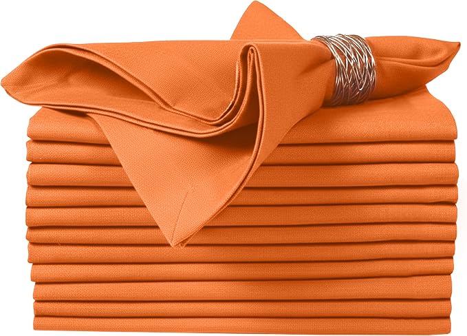 Ruvanti Cloth Napkins Set of 6, 100% Cotton High GSM 18x18 Inches Soft, Washable, Highly Durable & Absorbent, Perfect for Parties, Christmas, Thanksgiving Dinners – Orange Peel by Ruvanti