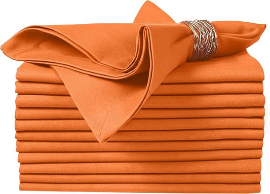 Ruvanti Cloth Napkins Set of 12, 100% Cotton High GSM 18x18 Inches Soft, Washable, Highly Durable & Absorbent, Perfect for Parties, Christmas, Thanksgiving Dinners – Orange Peel by Ruvanti