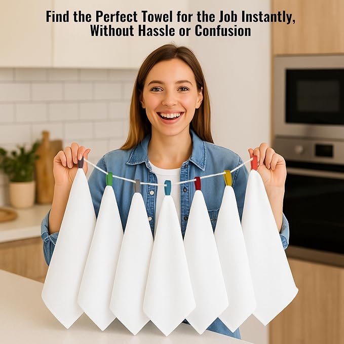 Flour Sack Towels| Tea Towel for Crafts| Kitchen Towels Cotton Blank Towel for Embroidery Baking Bread Proofing Linen Cover | Super Absorbent Dish Towels with Color Hanging Loops 7 Pack 18"x28" White - Image 5