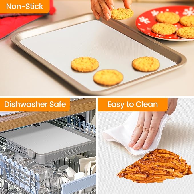 Silicone Baking Mat Roll -Non-Stick Dough Rolling Mat, Food Grade Pastry Baking Mat, Non-slip Silicone Kitchen Counter Mat, Reusable Air Fryer Mat, Washable Oil-Proof Refrigerator Liners - Image 4