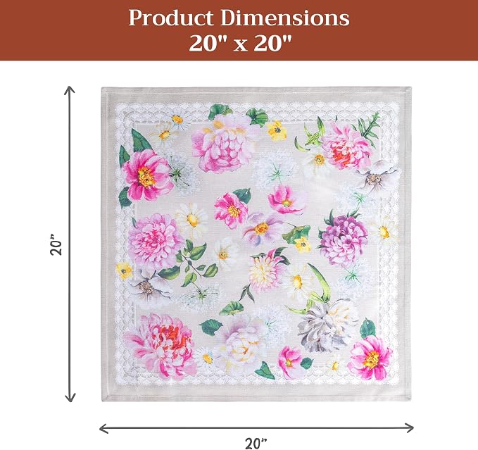 Maison d' Hermine Cloth Napkins Set of 4 Reusable 100% Cotton (20" x 20") | Everyday Square Napkins Cloth Washable Dinner Party Wedding Restaurant Hotel Kitchen Spring Summer - Pivoine - Image 7