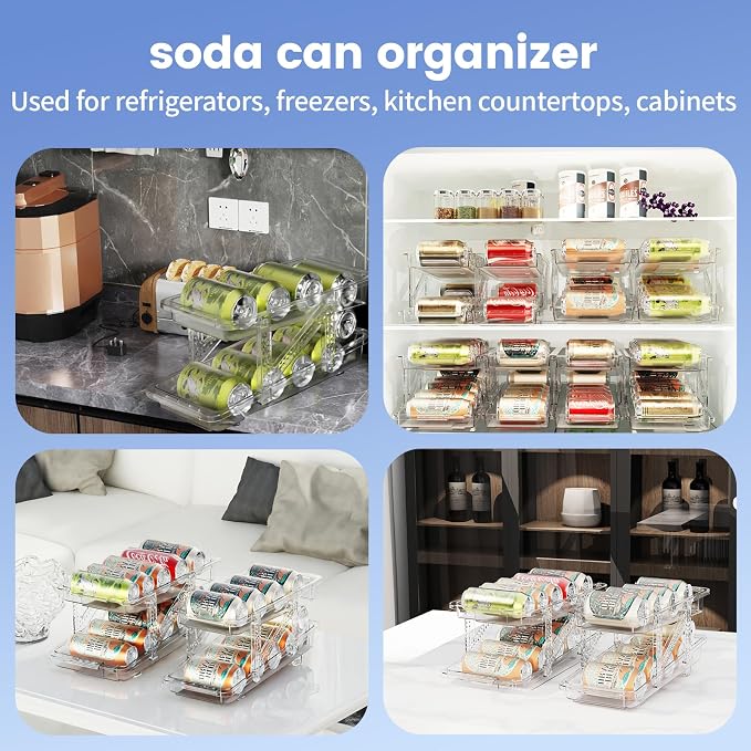 Jsyrjing Can Organizer for Pantry and 2 Pack Adjustable Width Soda Can Dispense for Refrigerator - Image 9
