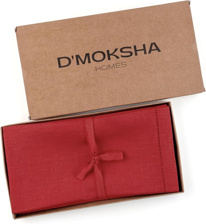 Signature Linen™ by D'Moksha Racing Red Dinner Napkins Set of 8, 20 x 20 Inch Cloth Napkins, 100% Pure Linen, Hemstitch, Machine Washable Table Napkins- Summer, Weddings, Outdoor hostings - Image 4