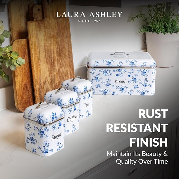 Laura Ashley Elveden Navy Large Bread Box for Kitchen Countertop - Breadbox | Durable Bread Storage Container, Food Grade Metal Bread Bin, Removable Lid, Keep Bread Fresh, Rust Resistant, Easy to Clean - Image 7