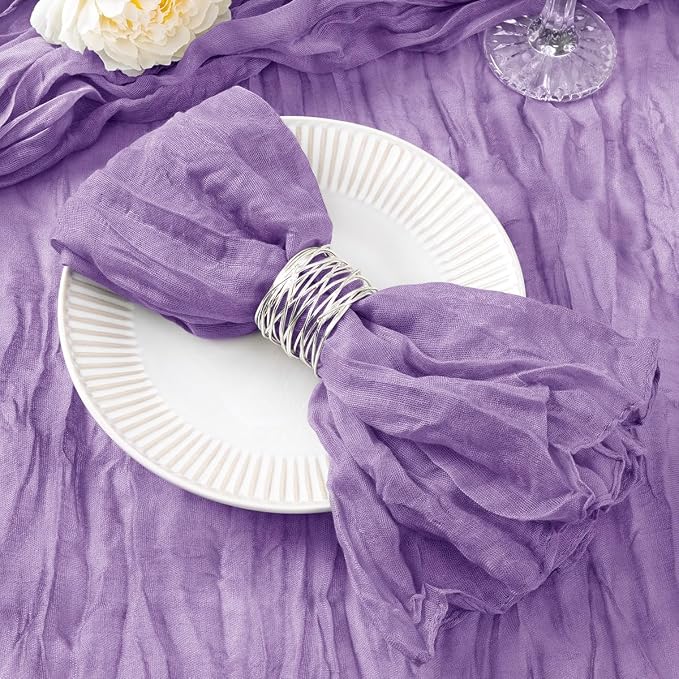 DeZerlor Purple Washable Cheesecloth Napkins Set of 20 for Wedding Party | Reusable Summer Cloth Napkins Bulk, for Bridal Baby Shower Dinner Cocktail Birthday Home, 21x21 Inches by DeZerlor