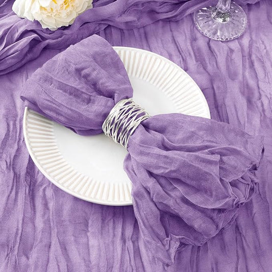 DeZerlor Purple Washable Cheesecloth Napkins Set of 30 for Wedding Party | Reusable Summer Cloth Napkins Bulk, for Bridal Baby Shower Dinner Cocktail Birthday Home, 21x21 Inches by DeZerlor