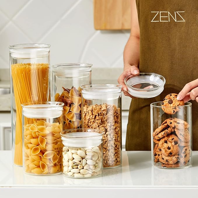 ZENS 17oz Glass Jars with Airtight Lid, Set of 4 Small Glass Storage Jars | Borosilicate Glass Canisters Set with Lids, Small Storge Containers for Kitchen Spice, Sugar, Blooming Tea, - Image 7