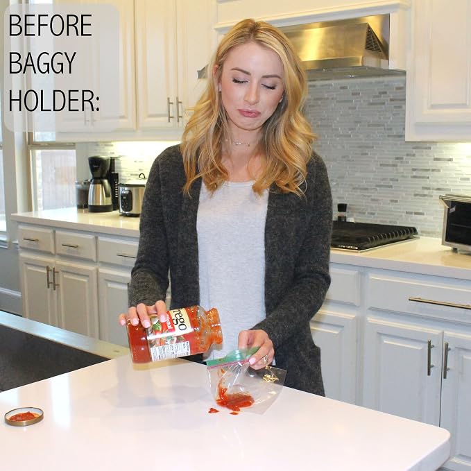 Jokari Adjustable Baggy Rack Stand 2 Pack Hands Free Food Storage Bag | Freezer, Sandwich Bags Clip Stand, No More Spills in the Kitchen, Adjustable to Fit Any Bag Size, Eco-Friendly and Reusable - Image 2
