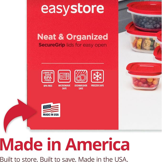 Rubbermaid EasyStore Rectangle, Square, and Round Containers, 34-Piece Set, Food Storage Containers, Food Storage Containers with Lids - Image 4