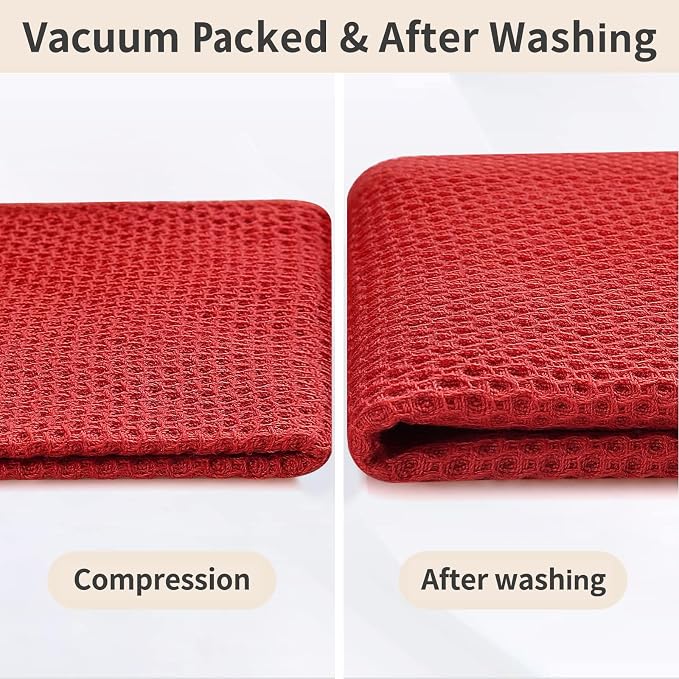 Homaxy 10 Pack 100% Cotton Kitchen Towels and Dishcloths Set, Red | 12 x 12 Inches and 13 x 28 Inches Kitchen Towels Set, Ultra Soft Absorbent Dish Cloths for Washing Dishes - Image 8