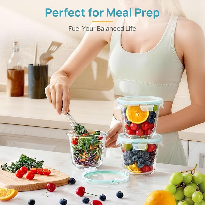 Vtopmart 5 Pack 3 Cup Glass Soup Container Set with Airtight Lids | Meal Prep Freezer Containers, Glass Food Storage Jar for Salad, Fruit, Lunch, Leftover, BPA-Free, Microwave, Dishwasher Safe - Image 3