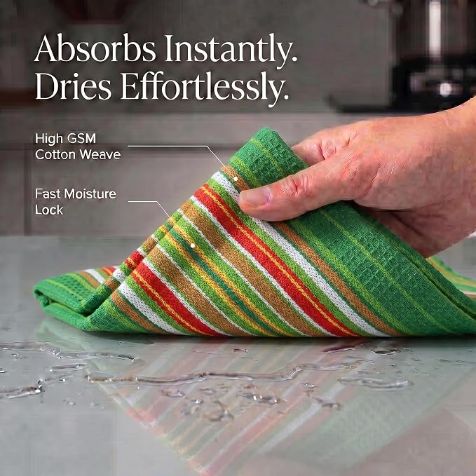 Urban Villa Kitchen Towel Cotton Dish Towel 20”x30”(Set of 6) Leaf Green - Image 2