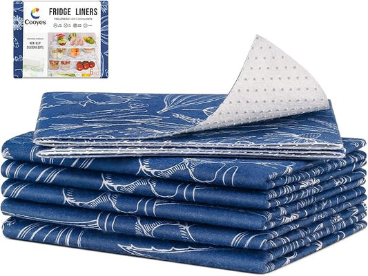 Cooyes Large Fridge Liners for Refrigerator, 17.7" × 24", Drawer & Shelf Liners for Kitchen Cabinets Non-Adhesive, Breathable Cloth Material, Non-Slip, Keep Produce Fresh Longer by Cooyes