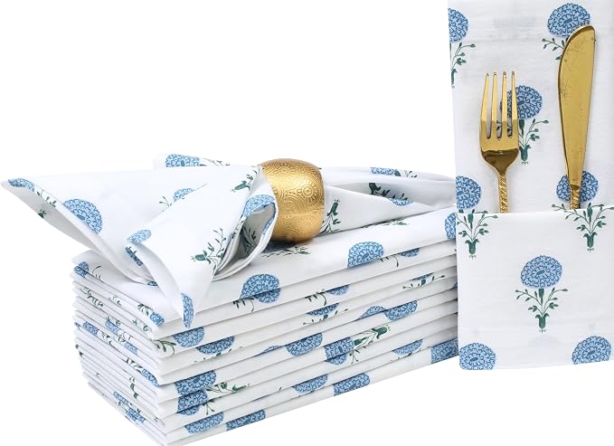 Bedding Craft Printed Dinner Napkins Set of 12 – 18x18 Mushroom Design with 1" Fold – Durable Stylish Fabric Napkins for Dining, Table Décor & Everyday Use - Image 2