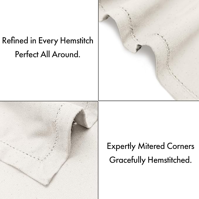 Ruvanti Cloth Napkins Set of 12, 100% Cotton High GSM 18x18 Inches, Hem Stitched Corners, Soft, Washable, Durable & Absorbent, Perfect for Parties, Christmas, Thanksgiving Dinners – Natural Color - Image 4
