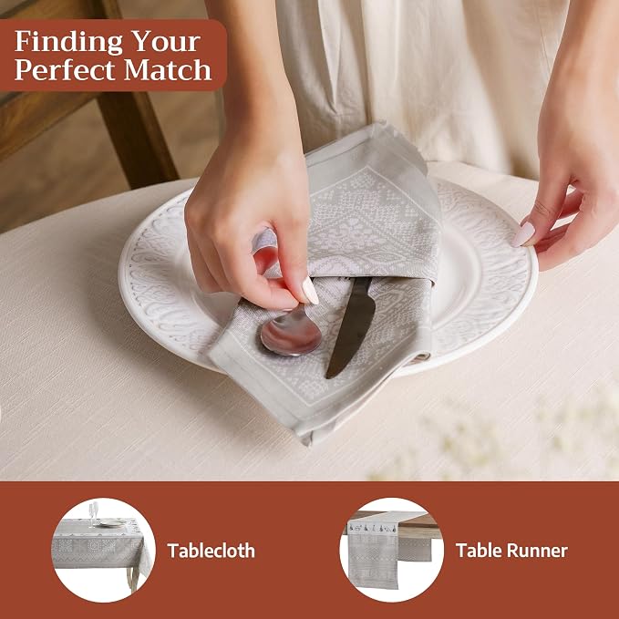 Maison d' Hermine Cloth Napkins Set of 4 Reusable 100% Cotton (20" x 20") | Everyday Square Napkins Cloth Washable Dinner Wedding Restaurant Hotel Kitchen Thanksgiving Christmas - Cozy Christmas - Image 4