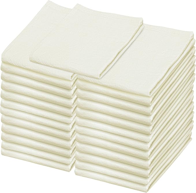 Flour Sack Towels – 24 Pack Cotton Kitchen Dish Towel, Tea Towels for Crafts, Embroidery, Baking, Bread Proofing – Thick, Absorbent, Quick-Dry – 18"x28" Natural by LITOLinenandTowel