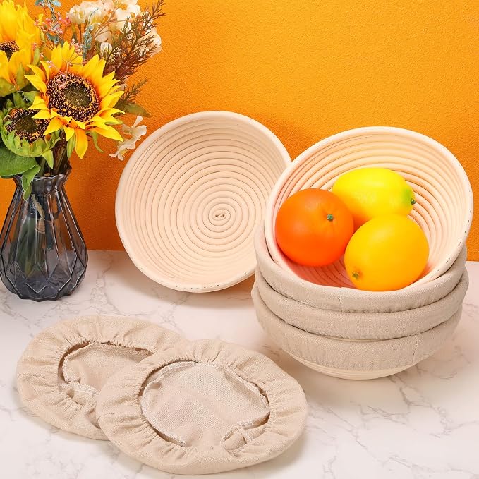 Gejoy 20 Sets Bread Proofing Baskets Bulk Banneton Dough Proofing Bowls Kit with Cloth Liner Sourdough Basket for Home Sourdough Bakers Supplies(Round,9 Inch) - Image 3