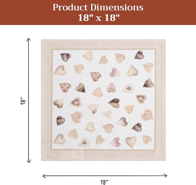 Maison d' Hermine Cloth Napkins Set of 4 Reusable 100% Cotton (18" x 18") | Everyday Square Napkins Cloth Washable Dinner Party Wedding Restaurant Hotel Kitchen Spring Summer - Lovely Hearts - Image 7