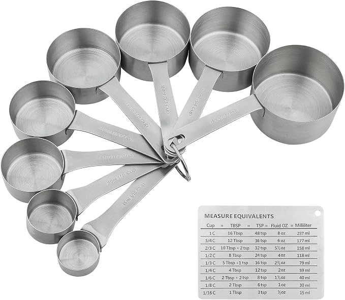 Measuring Cups and Spoons Set, 18/8 Stainless Steel 8 Measuring Cups and 9 Measuring Spoons with Leveler and Measurement Enquivalents, Kitchen and Baking Measure Cups Spoons Set of 19 - Image 3